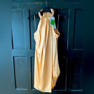 Stella McCartney Embellished Halter Neck Dress. Size 44, color-custard NWT